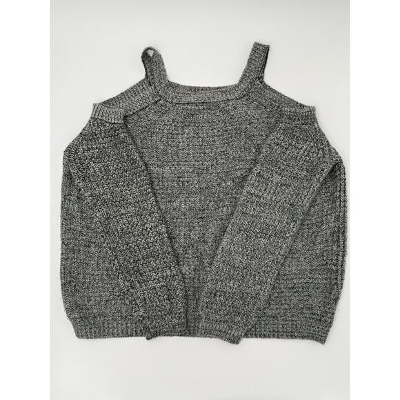 Cozy Casual Women's Cold Shoulder Soft Stretchy Knit Gray Sweater Size M/L #32 - Picture 3 of 4